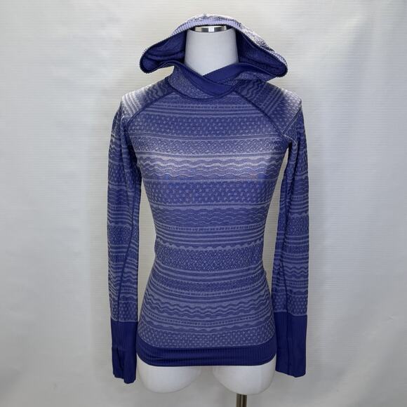 Lululemon Rest Less Hoodie Size 2 Blue Textured Long Sleeve Running Thumbholes - Picture 5 of 12